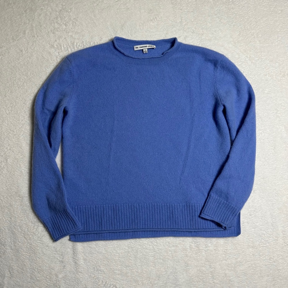 The Cashmere Project Blue 100% Cashmere Crewneck Sweater Womens S Preppy Luxury